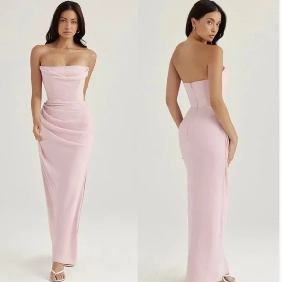 NWT HOUSE OF CB 'Adrienne' Pink Quartz Strapless Gown - Picture 4 of 6